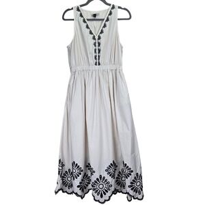 Universal Thread Womens‎ Eyelet Embroidered Midi Dress Medium Bohemian Beige